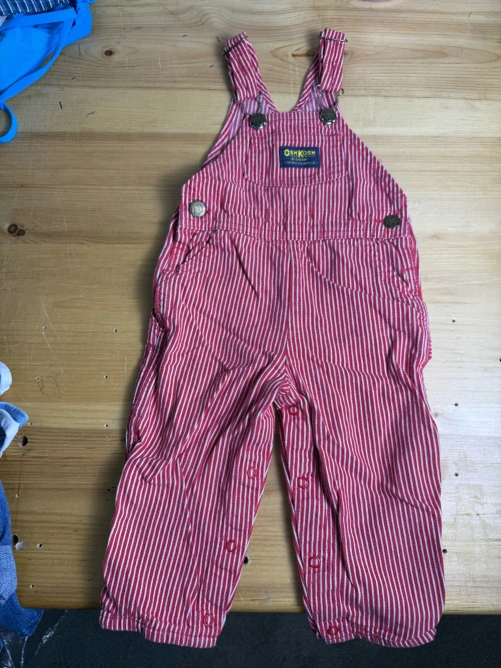Vintage Oshkosh B’gosh Cotton Overalls,‎ Train Conductor Red White Stripe 24M